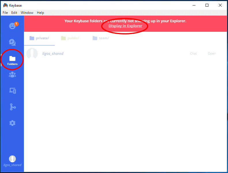 Keybase isn't showing in Explorer! Click there to fix it.