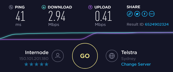 For reference - my ADSL connection speed