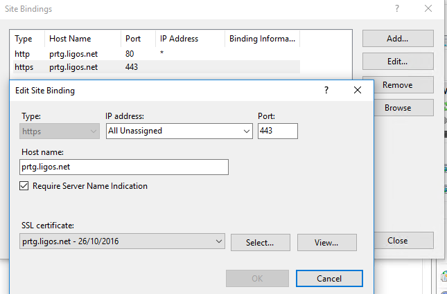 HTTPS binding and certificate