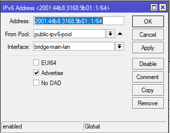 IPv6 Address for another network