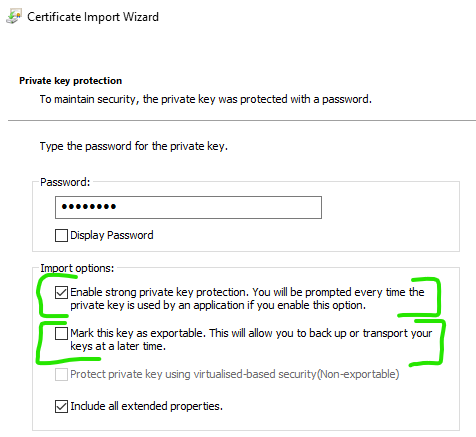 Import CA Certificate with Secure Settings