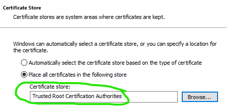 Import Certificate as Trusted Root