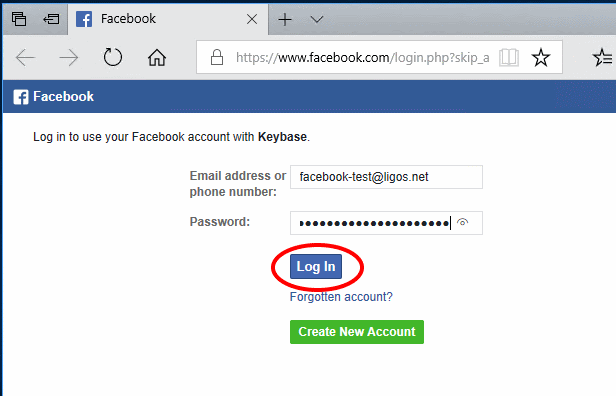 Facebook login