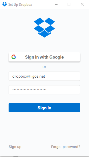 Sign in to Dropbox