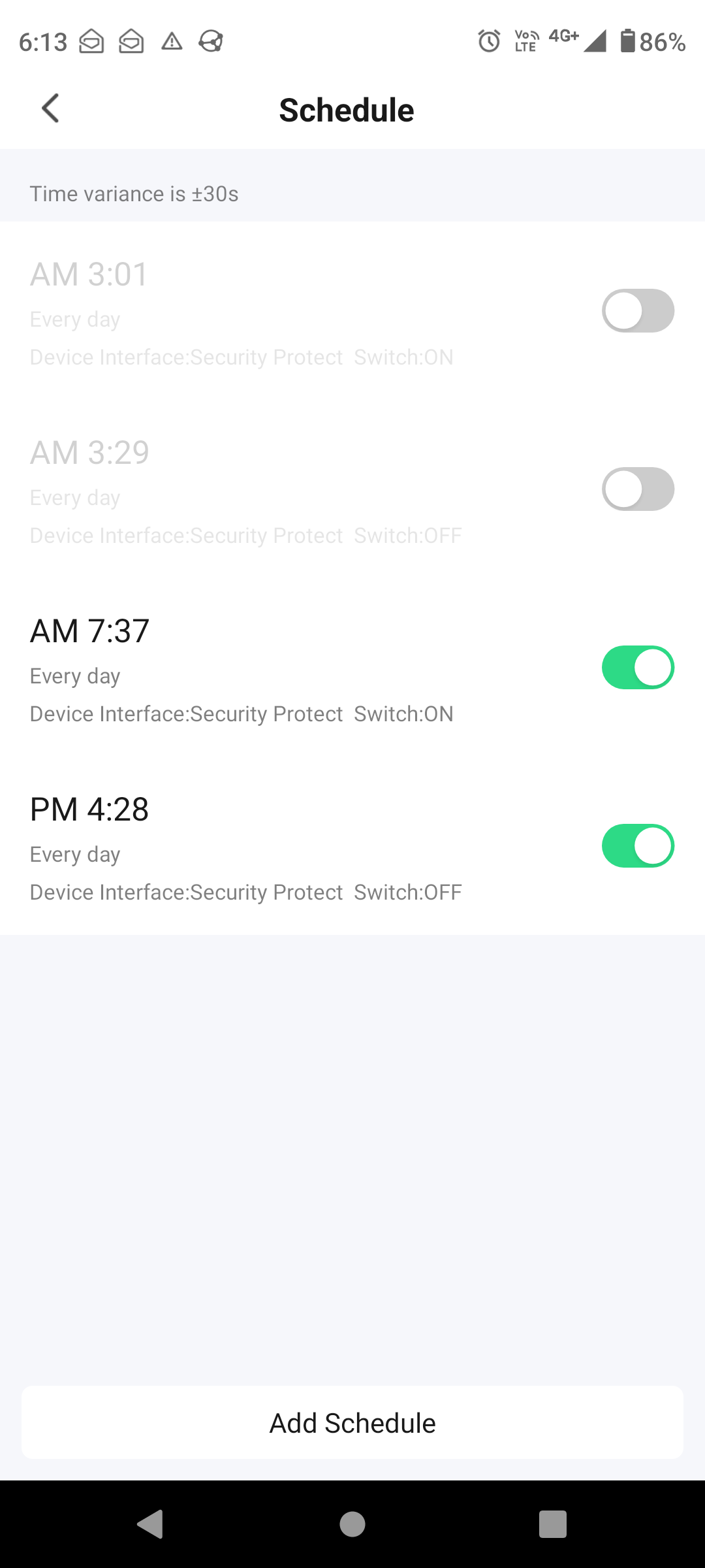 Config for Tyua schedule - switch on to charge from grid, or off to prevent power export.