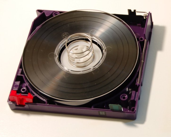 The insides of an LTO tape cartridge.