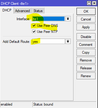 DHCP Client - config details