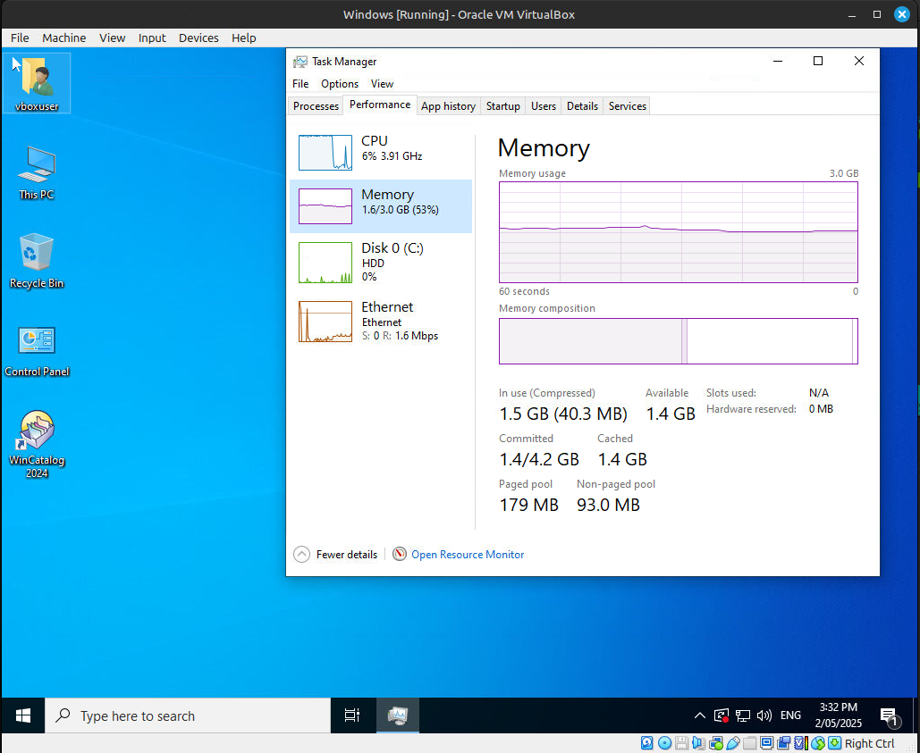 VirtualBox with Tiny10. 1.5GB is pretty small for a base install!