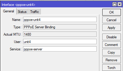 PPPoE Server Interfaces for each user
