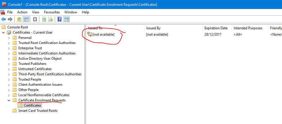 An unvalidated certificate request.