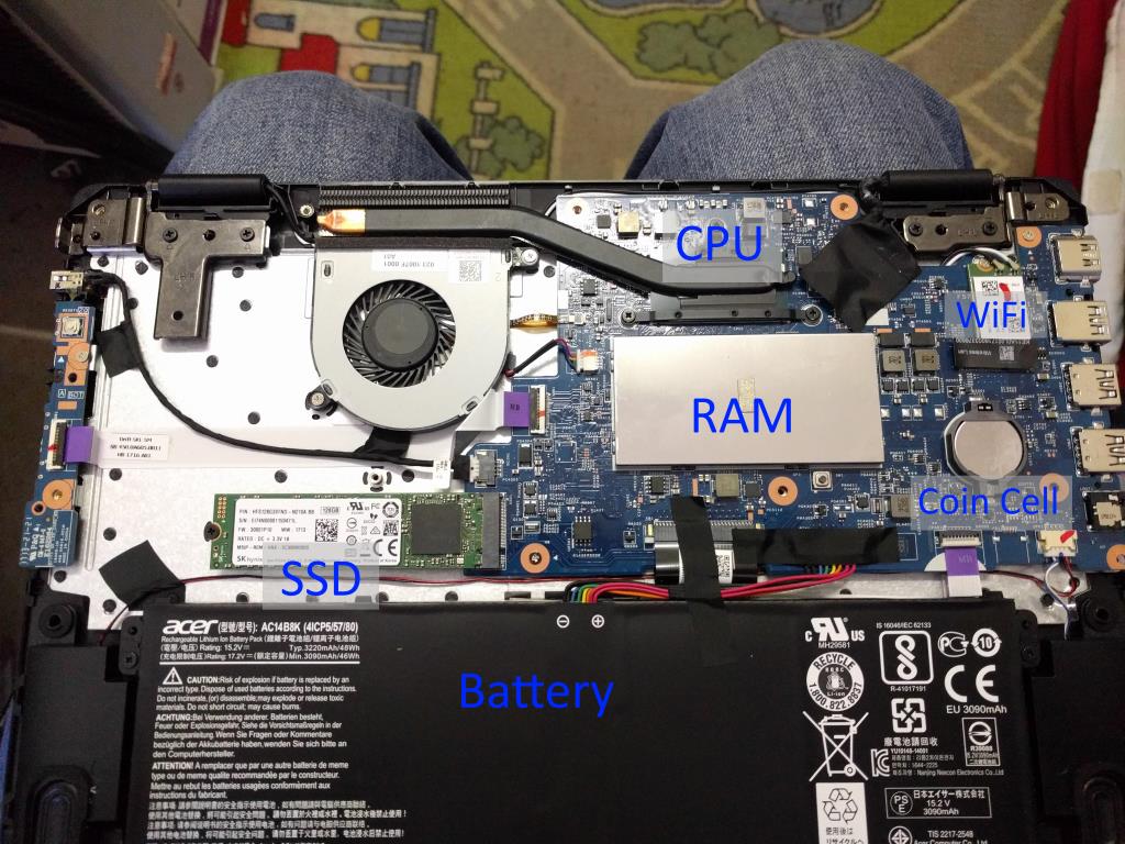 The internals of the Acer Spin 5.