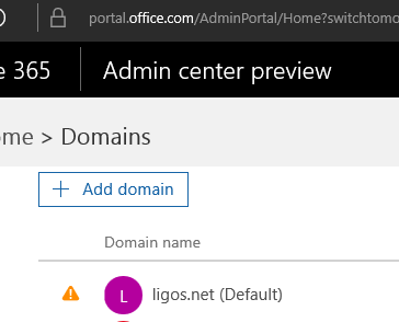 My ligos.net domain is officially registered with Office 365.